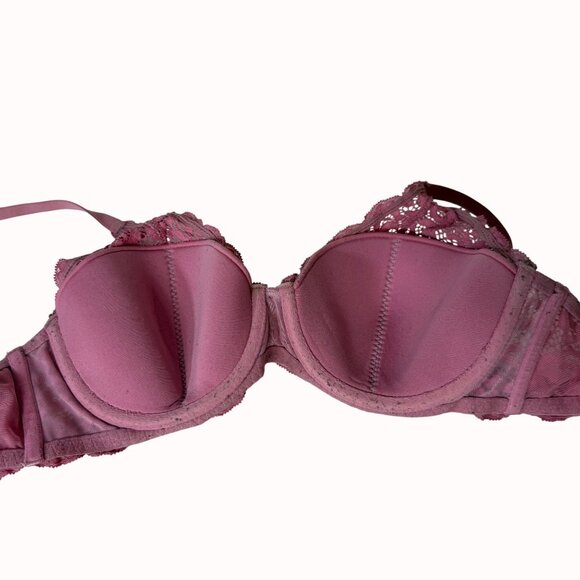 Victorias Secret Lace BraSize 38B Dusty Pink Body by Victoria Lined Demi - Picture 3 of 14